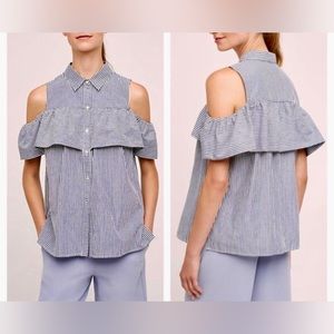 ANTHROPOLOGIE - Blue Pinstripe Button Up